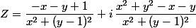 Z=\dfrac{-x-y+1}{x^2+(y-1)^2}+i\,\dfrac{x^2+y^2-x-y}{x^2+(y-1)^2}